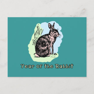 Year of the Rabbit Pastel Tshirt, Mug, Card, Gift Holiday Postcard