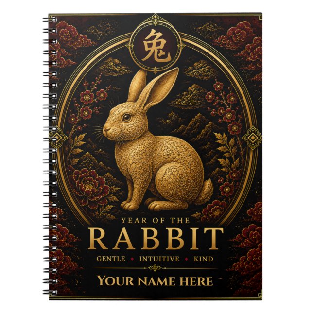 Year of the Rabbit Personalised Zodiac Notebook (Front)