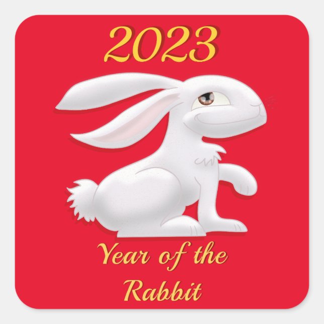 Year of the Rabbit Square Sticker (Front)