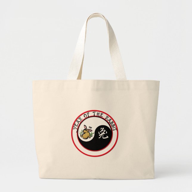 Year of the Rabbit - yinyang Large Tote Bag (Front)