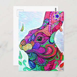 YEAR OF THE RABBIT ZODIAC Colorbook Postcard