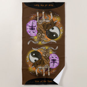 Year of the Ram Chinese Zodiac Beach Towel
