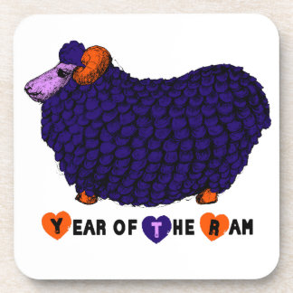 Year of the Ram Sheep or Goat Purple Cork Coaster