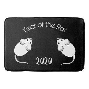 Year of the Rat 2020 Mice with Text Bath Mat