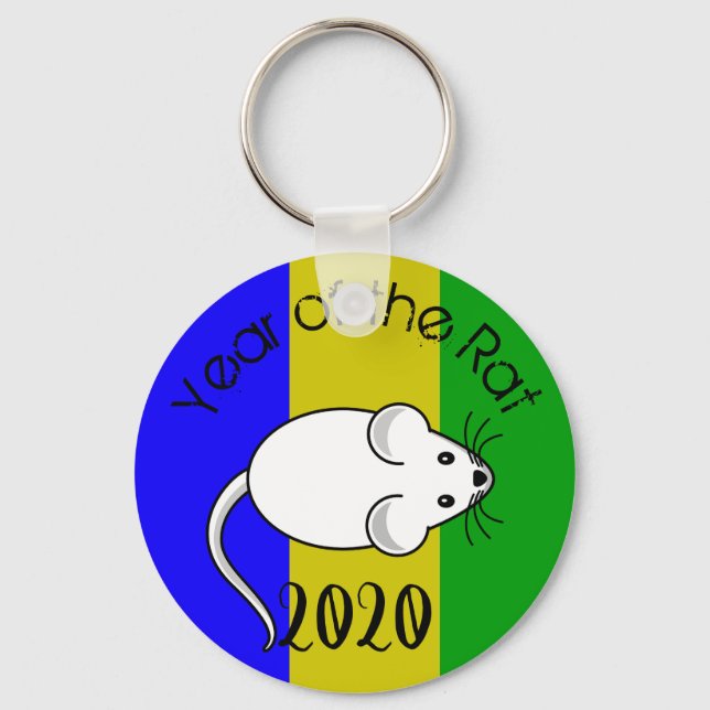 Year of the Rat 2020 Mouse with Text Key Ring (Front)
