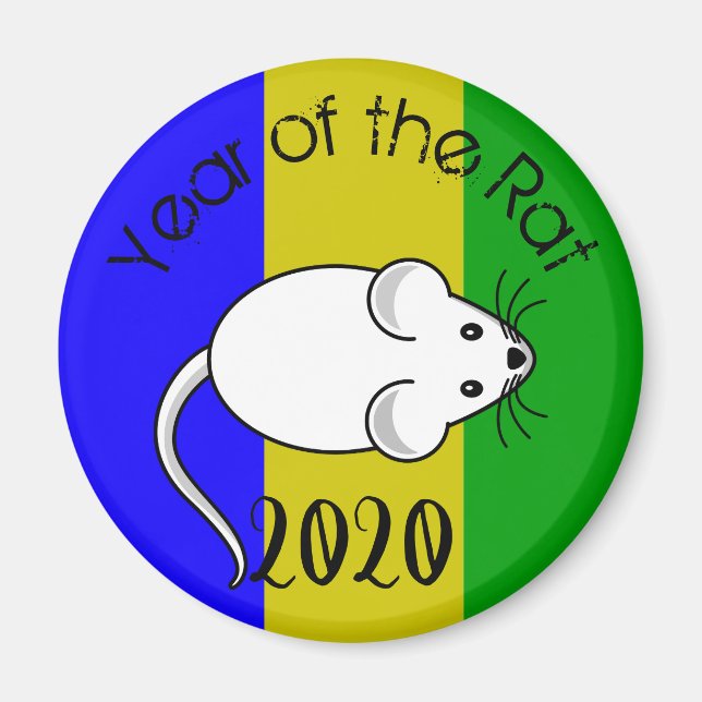 Year of the Rat 2020 Mouse with Text Magnet (Front)