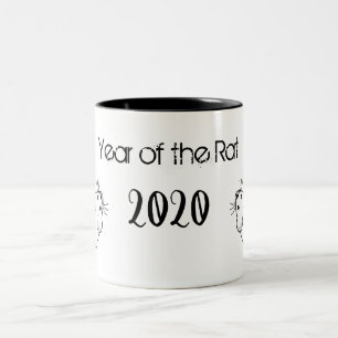 Year of the Rat 2020 Mouse with Text Two-Tone Coffee Mug
