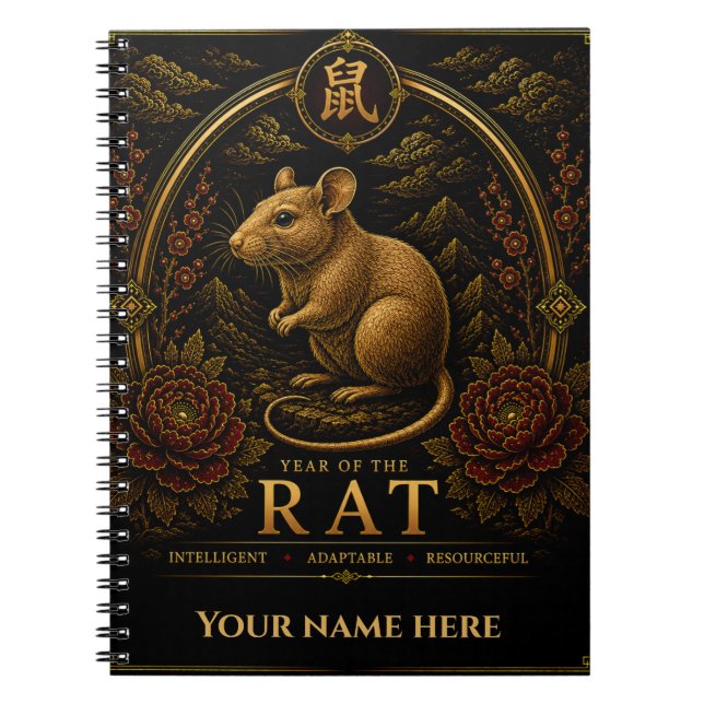 Year of the Rat Personalised Zodiac Notebook (Front)