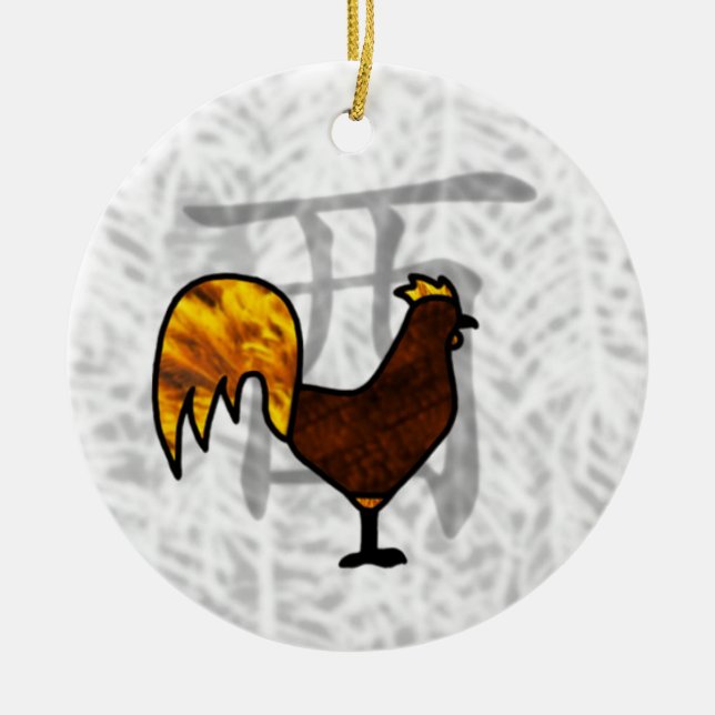 Year of the Rooster Ceramic Tree Decoration (Front)