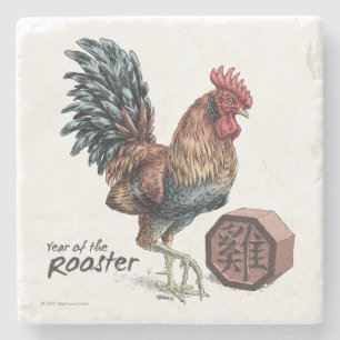 Year of the Rooster Chinese Zodiac Animal Art Stone Coaster
