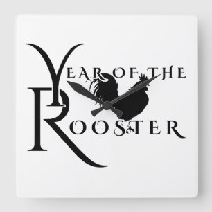 Year of the rooster square wall clock