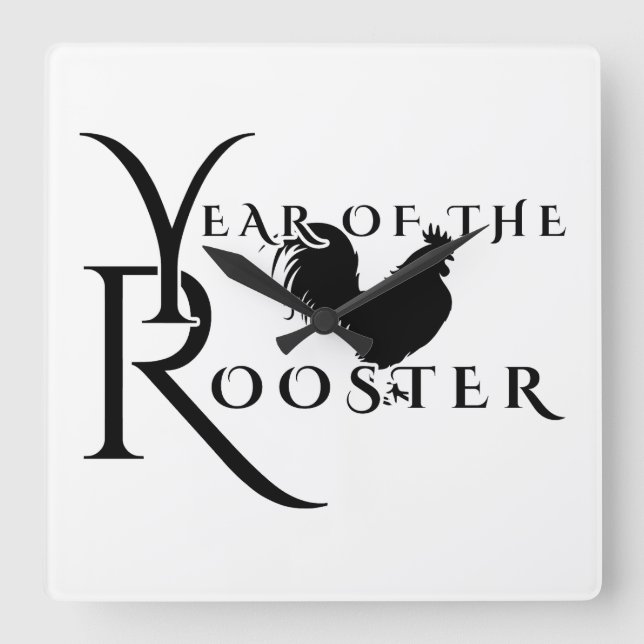 Year of the rooster square wall clock (Front)
