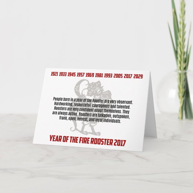 Year of The Rooster Traits Holiday Card (Front)