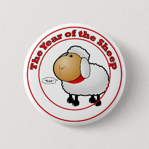 Year of the Sheep Cartoon 6 Cm Round Badge