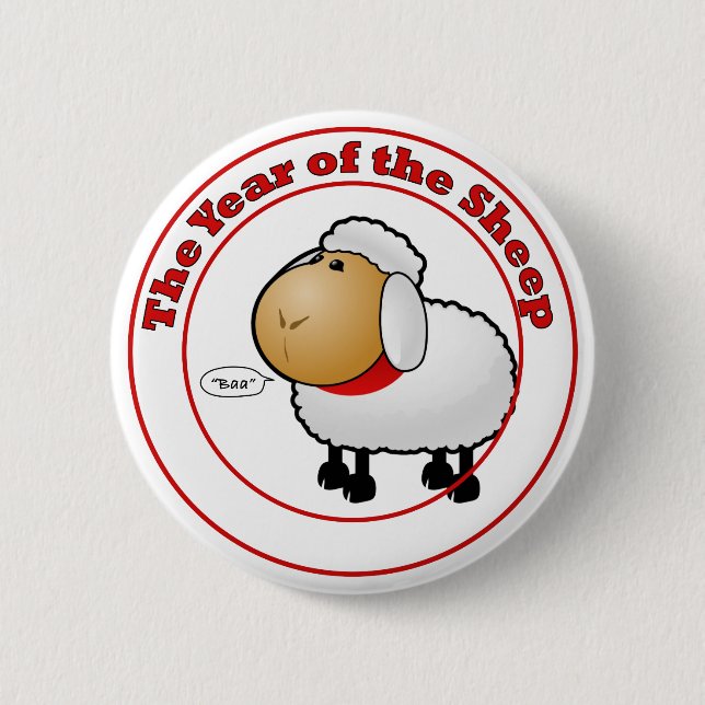Year of the Sheep Cartoon 6 Cm Round Badge (Front)