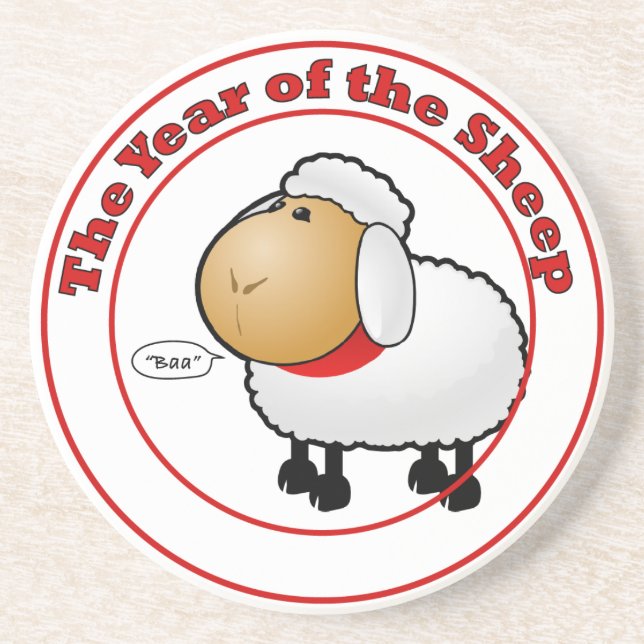Year of the Sheep Cartoon Coaster (Front)