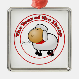 Year of the Sheep Cartoon Metal Tree Decoration