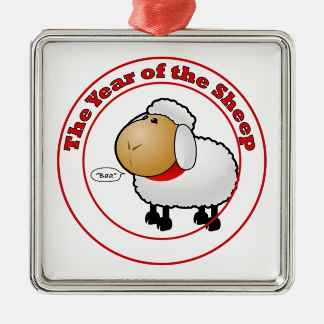 Year of the Sheep Cartoon Metal Tree Decoration (Front)