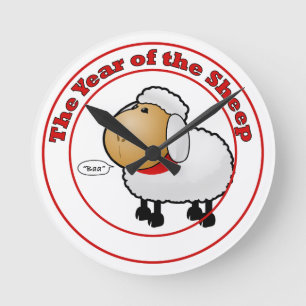 Year of the Sheep Cartoon Round Clock