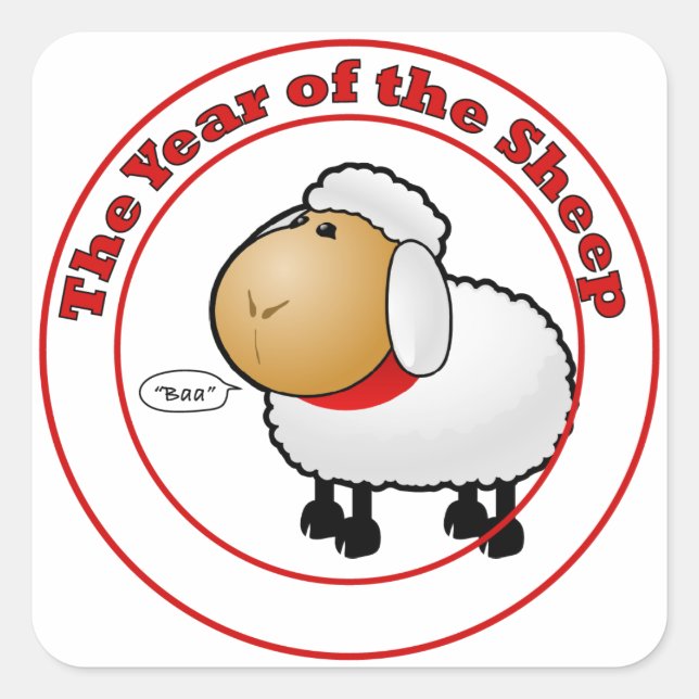 Year of the Sheep Cartoon Square Sticker (Front)