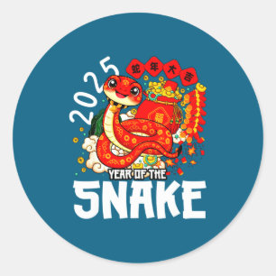 Year Of The Snake 2025 Chinese New Year 2025 Red S Classic Round Sticker