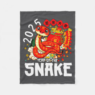 Year Of The Snake 2025 Chinese New Year 2025 Red S Fleece Blanket