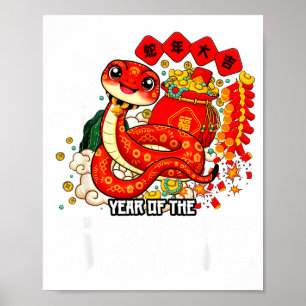 Year Of The Snake 2025 Chinese New Year 2025 Red S Poster