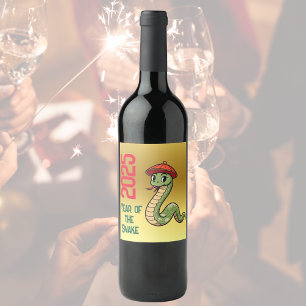 Year of the Snake 2025 Chinese New year woodsnake Wine Label