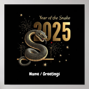 Year of the Snake 2025 Chinese Zodiac Customisable Poster