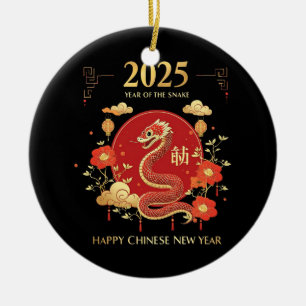 Year Of The Snake 2025 Lunar New Year Chinese New  Ceramic Tree Decoration