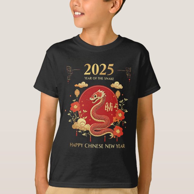 Year Of The Snake 2025 Lunar New Year Chinese New  T-Shirt (Front)