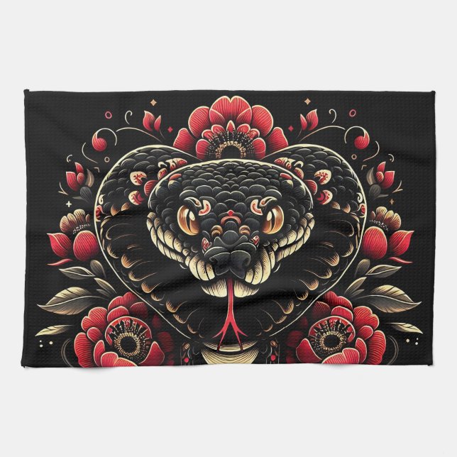 Year of the Snake 2025: Wisdom, Transformation Tea Towel (Horizontal)