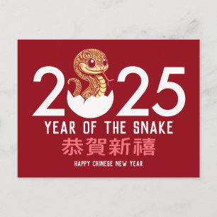 Year of the Snake Chinese Lunar New Year 2025 Holiday Postcard