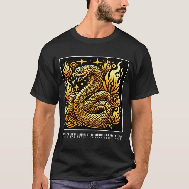 Year of the Snake: Chinese Symbol 2025 -gold snake T-Shirt (Front)