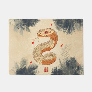 Year of The Snake Majestic Cobra Double Happiness Doormat