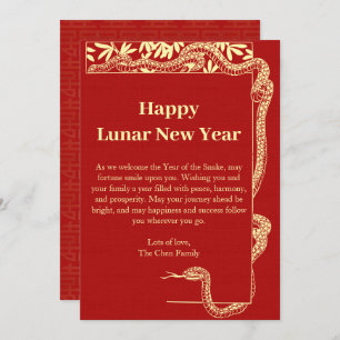 Year Of The Snake Red Chinese New Year 2025 Photo Holiday Card