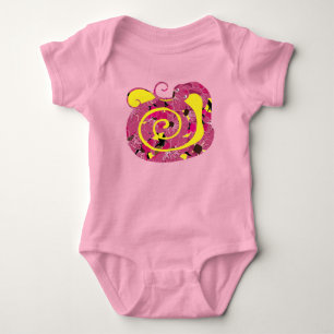 year of the snake, red floral flawer sanake baby bodysuit
