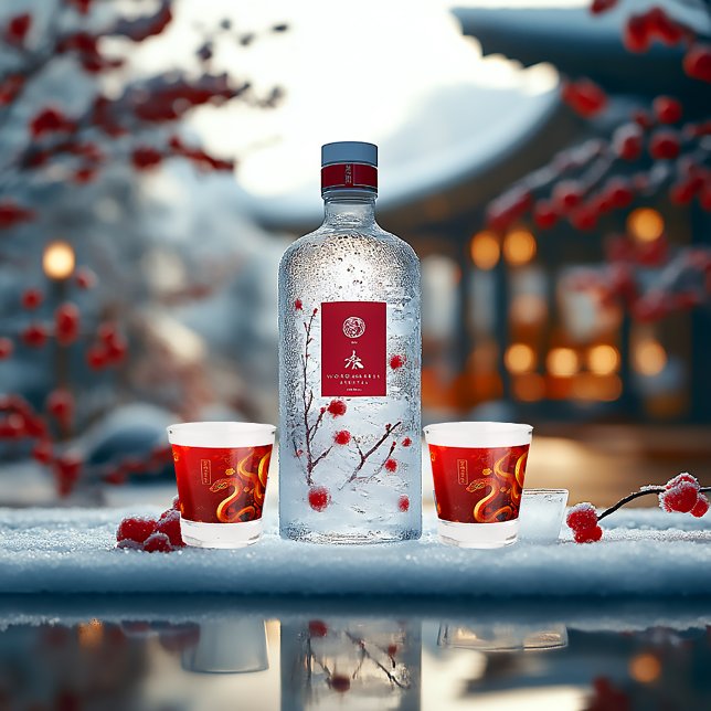 Year of the Snake Red & Gold Shot Glass (Year of the Snake Shot Glass 2025 Lunar New Year Gifts )