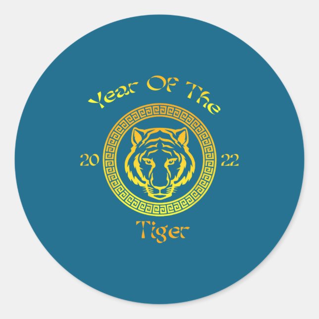 Year Of The Tiger 2022 Circular Asian Chinese New  Classic Round Sticker (Front)