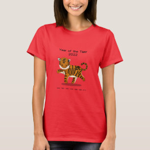 Year of the Tiger 2022 Cute Zodiac Animal Red T-Shirt