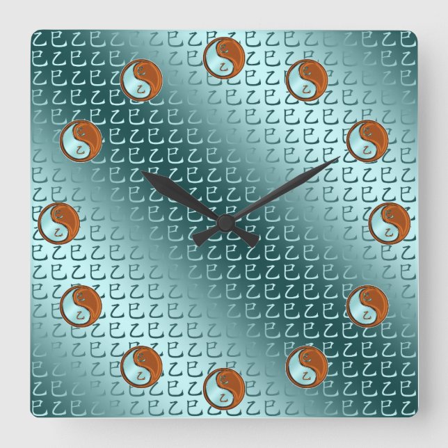 Year of the Wood Snake Square Wall Clock (Front)
