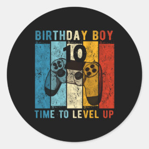 Year Old Birthday Boy 10 Time To Level Up 10th Bir Classic Round Sticker