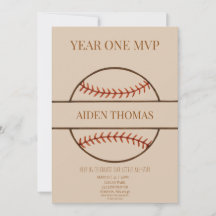 Year One MVP Baseball First Birthday Invitation