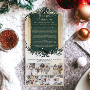 Year review gold green Merry Christmas 6 photos All In One Invitation