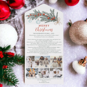 Year review pine red Merry Christmas 6 photos All In One Invitation
