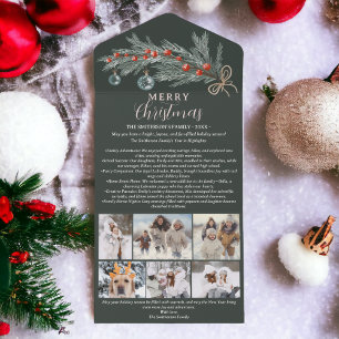 Year review pine red Merry Christmas 6 photos All In One Invitation