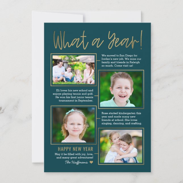 Year Summary Editable Colour New Year Photo Card (Front)