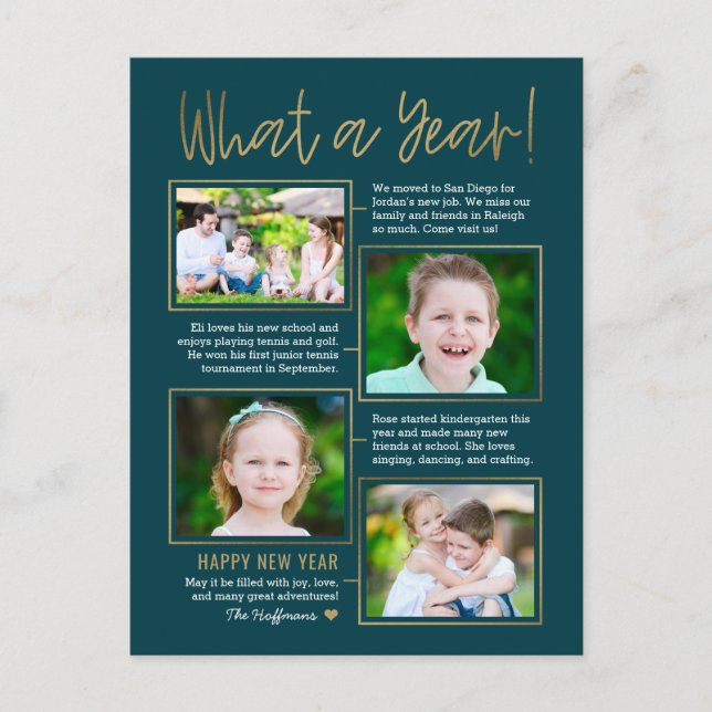 Year Summary Editable Colour New Year Postcard (Front)