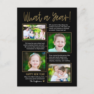 Year Summary Editable Colour New Year Postcard