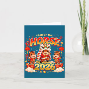 Year The Horse Lunar Newyear Family Card